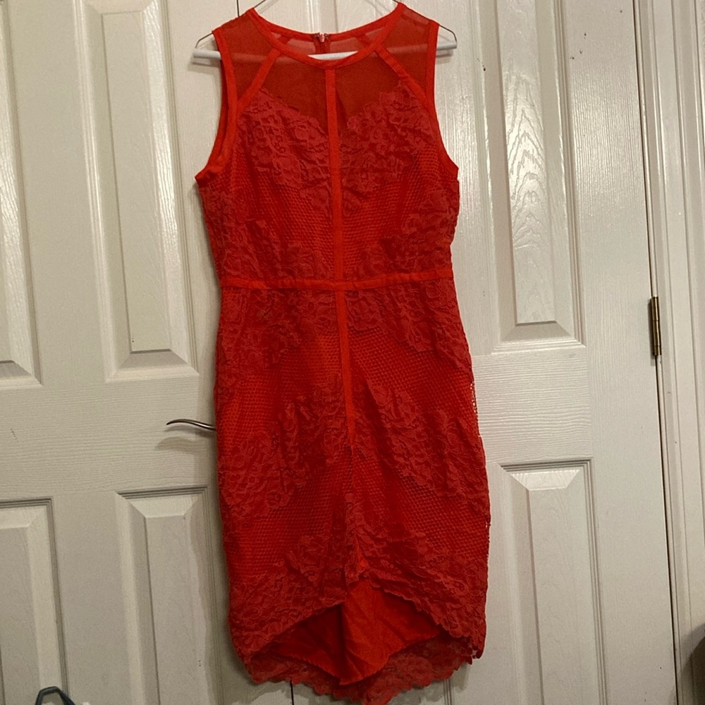 Adelyn Rae Red Halter High Low Cocktail Dress